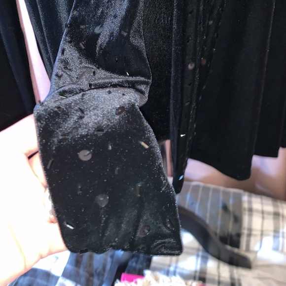 Vintage Crimson by Lawrence Kurtz Size PM Velour Open Front Cardigan - Picture 4 of 12